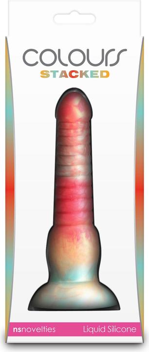 Actual product image NS Novelties colours stacked 6 inch dildo red/gold