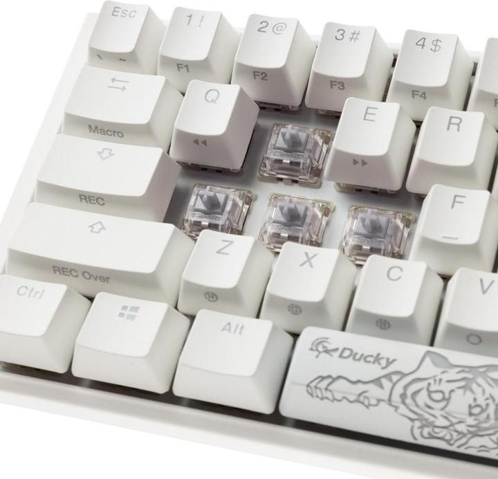 Actual product image Ducky One 3 Classic Pure White Mini Gaming Keyboard, RGB LED - MX-Speed-Silver (US) (US, Cable)