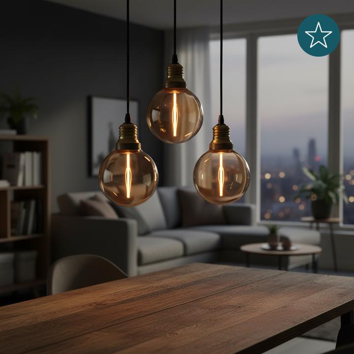 Produktbild Luxula LED-Filament-Lampe, Line Amber Globe, E27, 2W, 65lm, 1800K (E27, 65 lm, 1x)