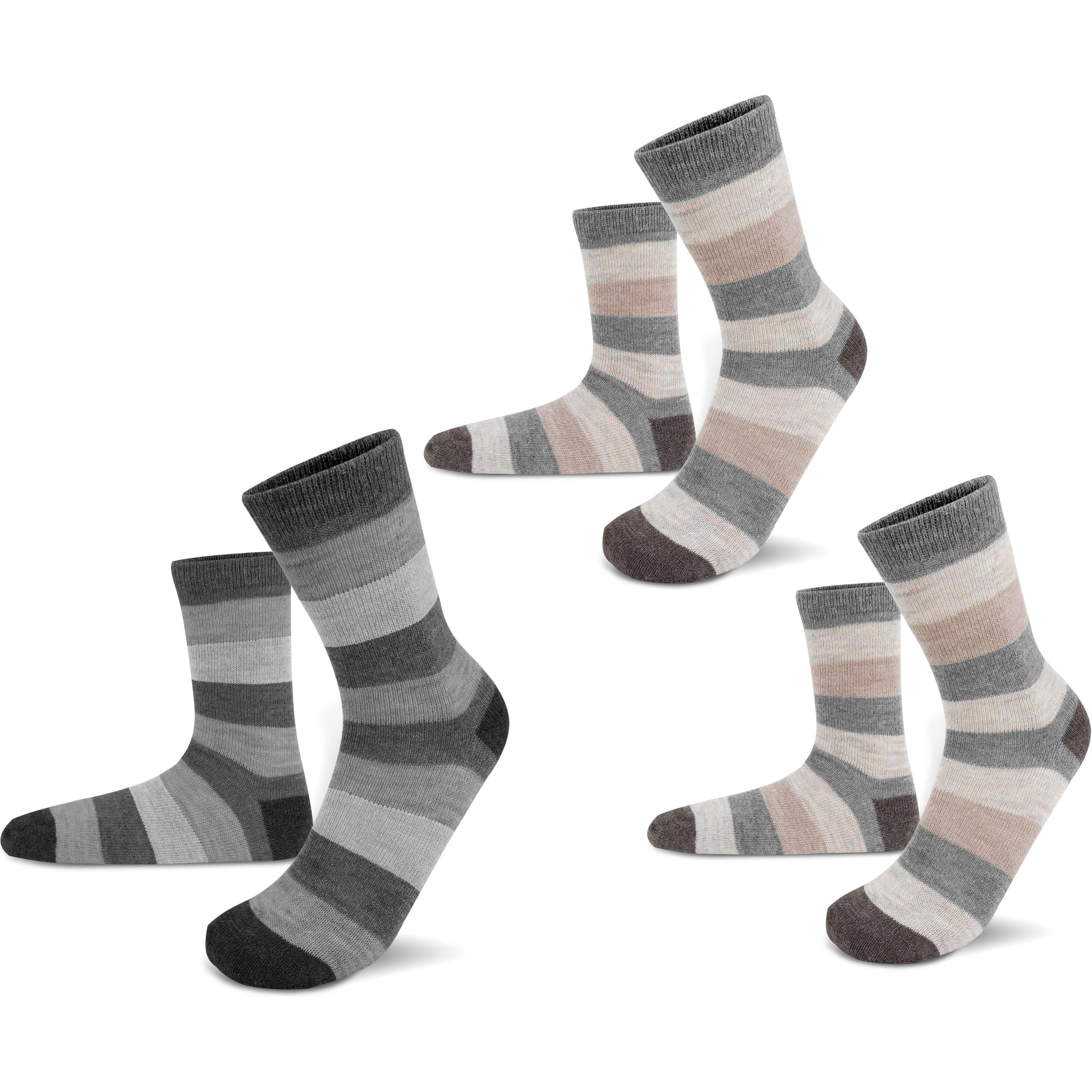 Normani, Herren, Socken, 6 Paar Alpakasocken breitgestreift, Beige, (6er Pack, 39 - 42)