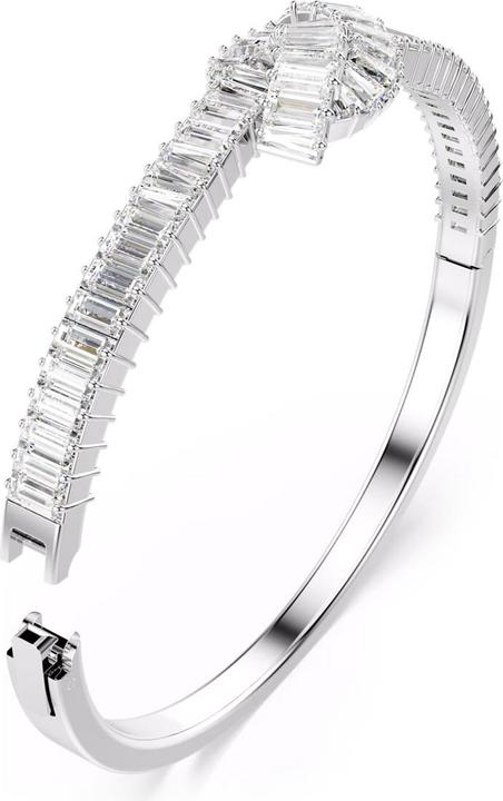 Produktbild Swarovski Matrix Armreif Baguette Schliff Knoten Weiss Rhodiniert (18 cm, Swarovski Metall)