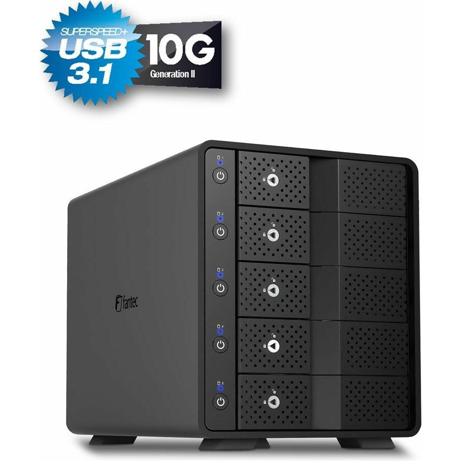 Fantec MB-X5U31H 5x 3,5 Gehäuse (3.5", 2.5"), Festplattengehäuse, Schwarz