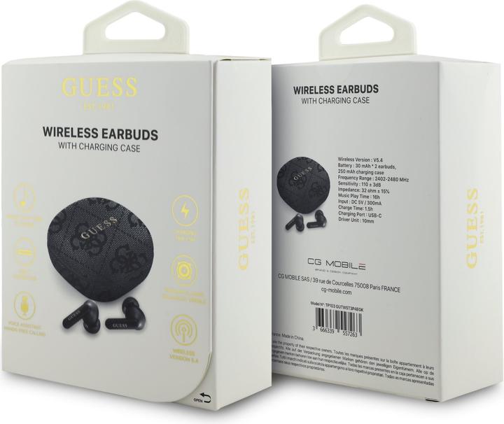 Productafbeelding Guess Bluetooth Kopfhörer PU 4G Script Logo ENC TWS mit Sprachassistent und 16h Akkulaufzeit (16 h, Draadloze)