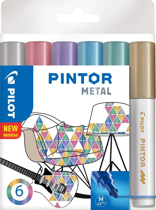 Pilot Pintor Medium Set à 6 Metallic (6 x)