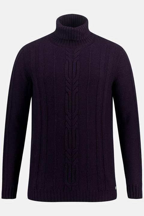 Produktbild JP1880 Rollkragenpullover, Wollmix, vorne Zopfmuster (4XL)