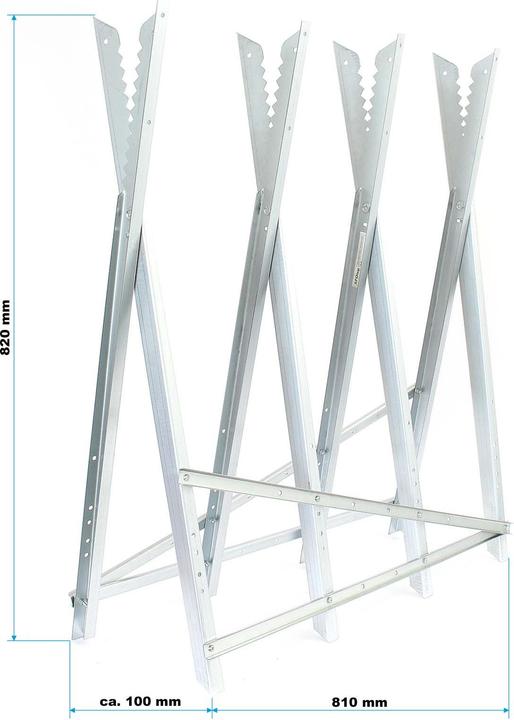 Actual product image Wiltec XPOtool sawhorse foldable 4 log holders galvanised Wood sawhorse Sawing aid toothing (80 cm, 81 cm)