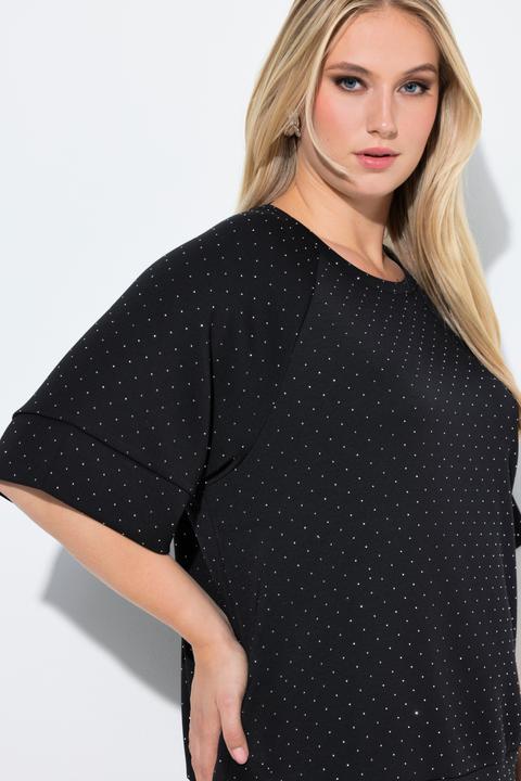 Actual product image Ulla Popken Short Sleeve Rhinestone Sweatshirt (62)