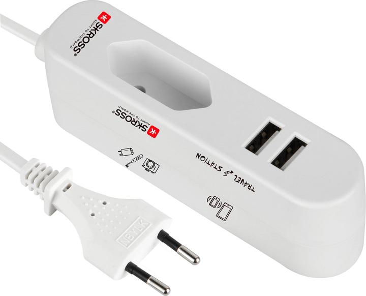 Actual product image Skross Power strip Travel Station (3 x, Type 11, USB-A, 1.50 m)