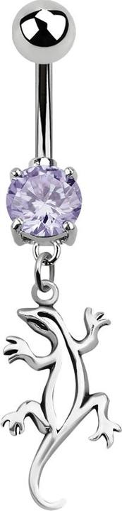 Immagine prodotto Star Piercing Banana argento con ciondolo lucertola lavanda (senza ottone, Acciaio chirurgico 316L, Argento 925)
