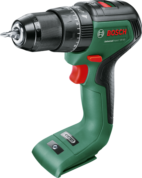 UniversalImpact 18V-60 cordless drill/driver, 1x universal screwdriver attachment