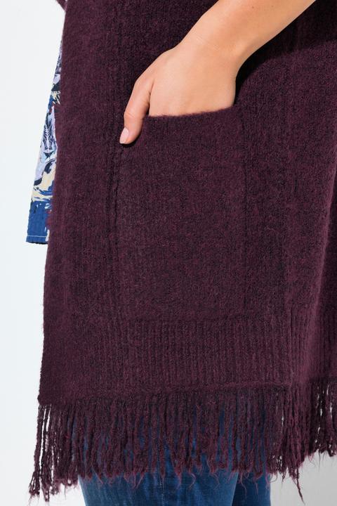 Produktbild Ulla Popken Strickjacke, Fransen, Kapuze, ohne Verschluss, Langarm (46, 48)