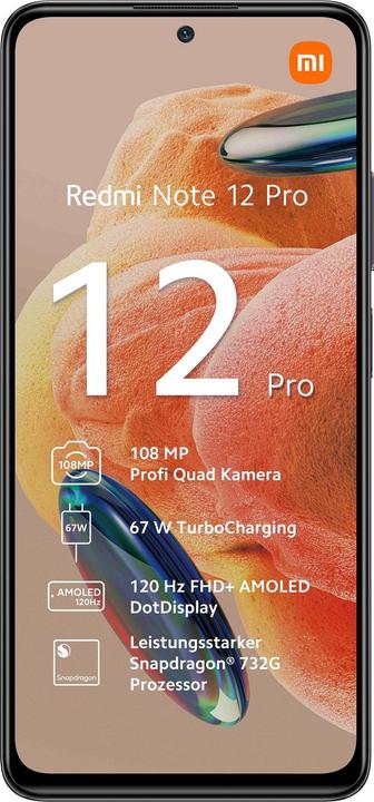 Produktbild Xiaomi Redmi Note 12 Pro 4G (256 GB, Graphite gray, 6.67", Hybrid Dual SIM, 108 Mpx, 4G)