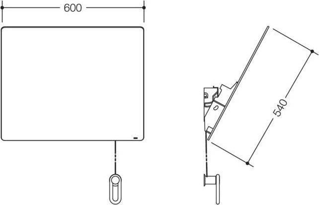 Actual product image Hewi Tilting mirror SERIES 801 600mm wide, 540mm high pure white (60 x 54 cm)