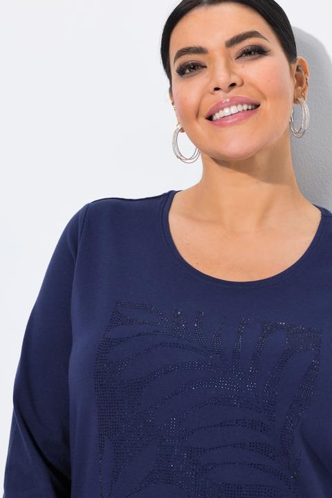 Produktbild Ulla Popken Shirt, Blätter, Ziersteine, Classic, Rundhals, 3/4-Arm (46, 48)