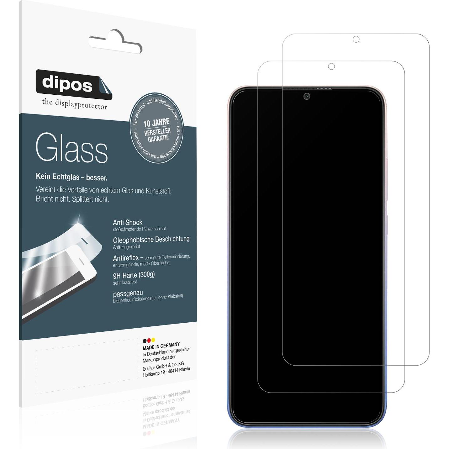 Dipos Displayschutz Anti-Shock (2 Stück, Xiaomi Redmi 9 Activ), Smartphone Schutzfolie, Transparent