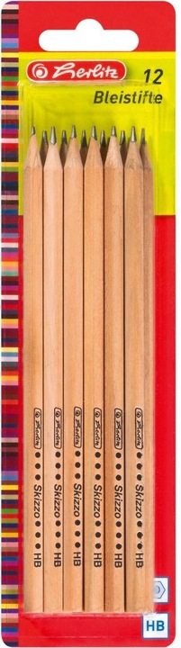 Actual product image Herlitz Pencil Skizzo natural, hexagonal, hardness grade: HB made of wood, natural, unbreakable graphite (2.20 mm, HB, 12 x)