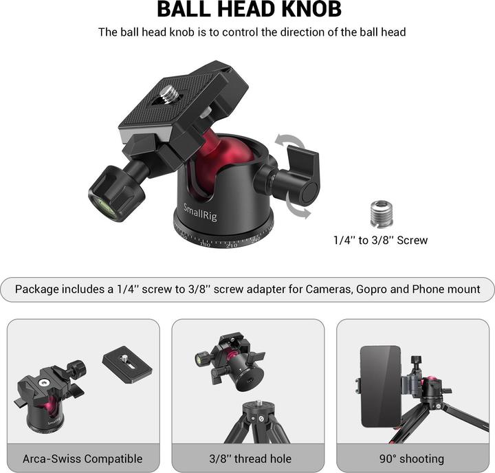 Produktbild SmallRig Tabletop Mini Tripod mit Panoramic Ball Head (Metall)