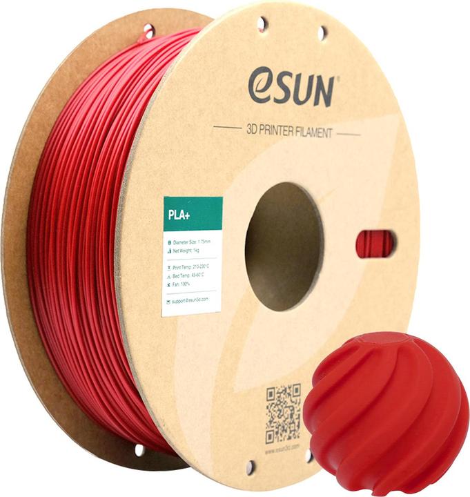Produktbild eSUN PLA+ 1,75mm Fire Eng. Red 1kg 3D Filament (PLA+, 1.75 mm, 1000 g, Rot)