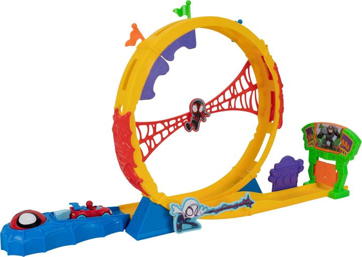 Actual product image Spiderman Spidey 61cm looping race track with exclusive diecast vehicle