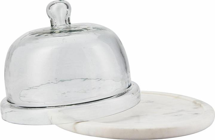 Immagine prodotto Loberon Vaso a campana in vetro con piatto Barnsdale chiaro/bianco
