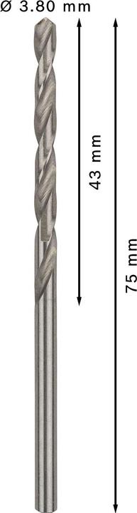 Actual product image Bosch Professional Zubehör PRO Metal HSS-G twist drill, 3.8 x 43 x 75 mm (3.8 mm)