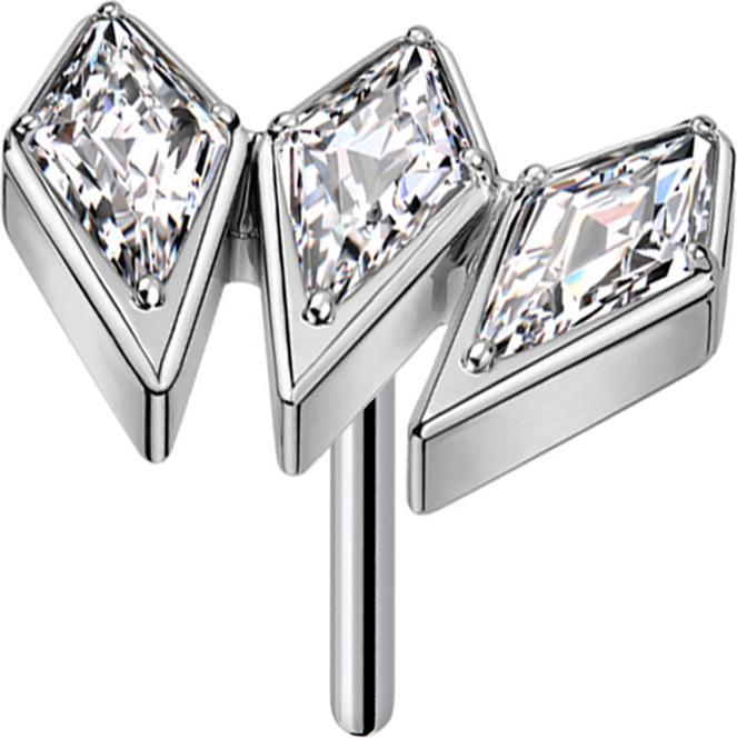 Actual product image Star Piercing Threadless silber drei Speerspitzen Kristallen silber (without brass, Titanium)
