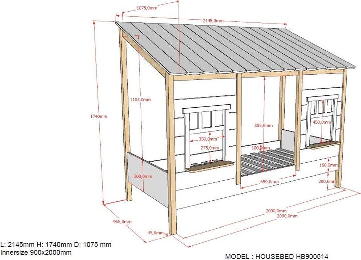 Produktbild Vipack Hausbett mit Dach (90 x 200 cm)