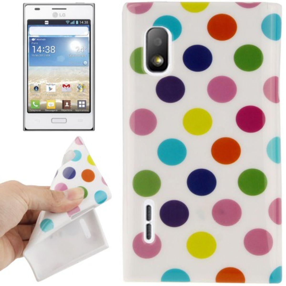 König Design Schutzhülle TPU Punkte Case für Handy LG Optimus L5 / E610 (Optimus L5), Smartphone Hülle, Mehrfarbig