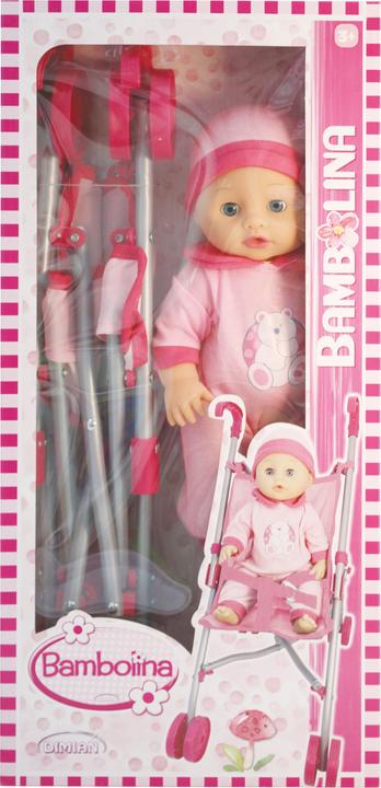 Dimian Toys Puppe 36cm, mit Buggy