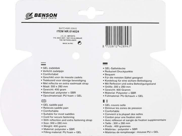 Produktbild Benson Sattelüberzug Gel Tech Reflection