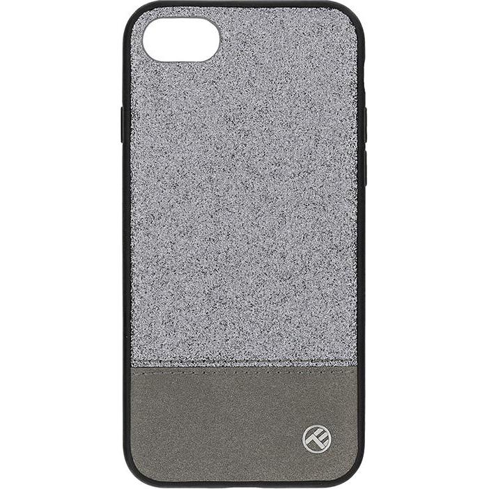 Tellur Cover Synthetic Leather Glitter II for iPhone 8 silver (Apple iPhone 8), Smartphone Hülle, Silber