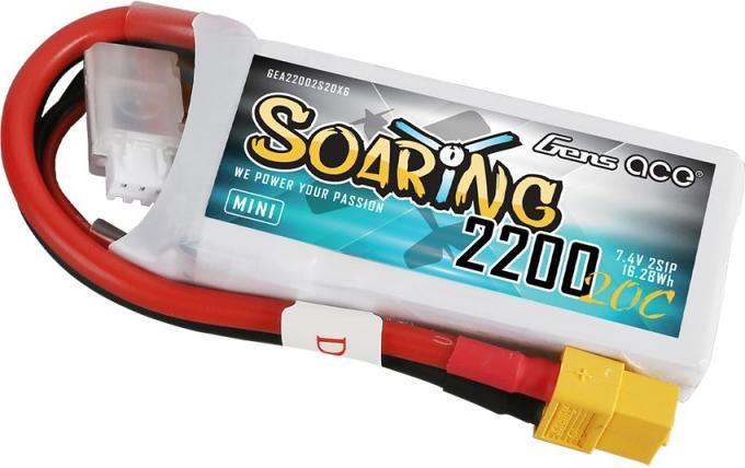 Productafbeelding Gens Ace GensAce Soaring Mini LiPo Batterij 2200mAh 7,4V 20C 2S1P (7.40 V, 2200 mAh)
