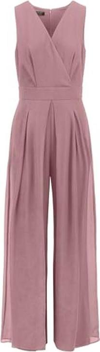 Apart Fashion Overall with wrap-effect front, shaping seams, wide waist insert, pleats, and chiffon plaid (44)