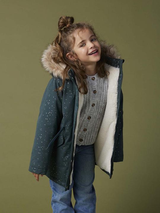 Produktbild Vertbaudet Warme Mädchen Winterjacke mit Glitzer und Webpelz, Recycling-Wattierung (158)