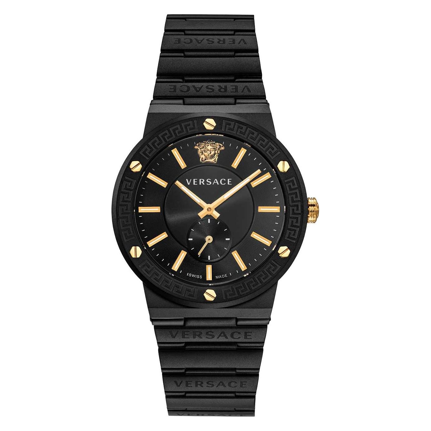 Versace, Armbanduhr, Greca Logo, Grau, (Analoguhr, 41 mm)
