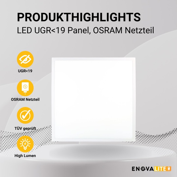 Produktbild Enovalite LED Panel, 60x60 cm, Anti-Blend-Eigenschaft (4320 lm)