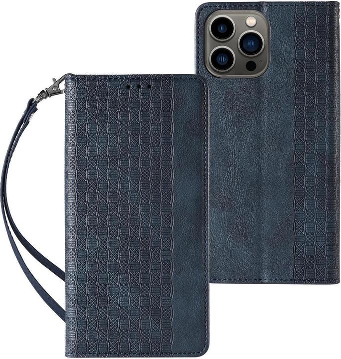 Produktbild Hurtel Magnetband Hülle Hülle für Samsung Galaxy S23 Flip Wallet Mini Lanyard Stand Blau (Samsung Galaxy S23+)