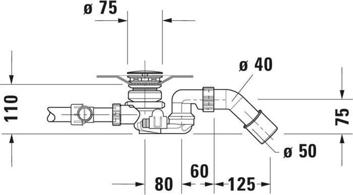 Actual product image Duravit Surcharge for Quadroval chrome waste/overflow set (Overflow set, 3/4")