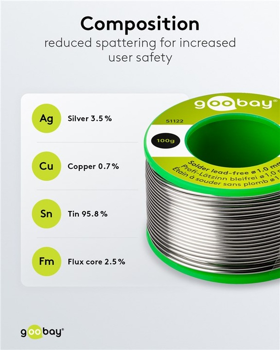 Actual product image Goobay Professional solder lead-free, ø 1.0 mm, 100 g (Solder)