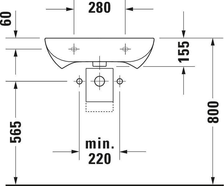 Produktbild Duravit Waschtisch D-CODE VITAL MED o ÜL m HLB 600x550mm 1 Hahnloch weiss (555 mm, 600 mm)