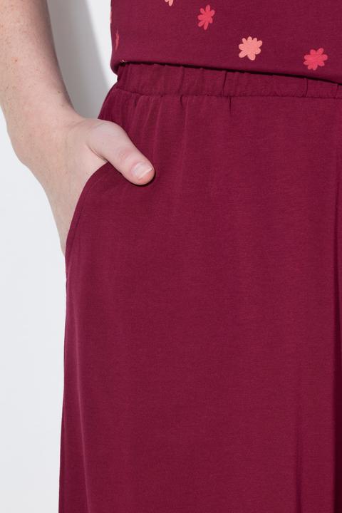 Image du produit Ulla Popken Pyjama 2 pièces, pantalon + haut à fleurs avec broderie, décolleté rond et manches courtes (46, 48)