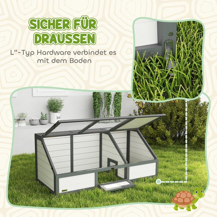 Image du produit PawHut Schildkrötenhaus Tannenholz, Verzinkter Stahl Weiss