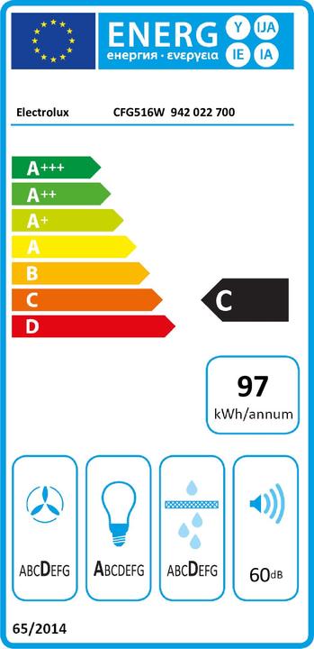Energie-Label Electrolux CFG516W Built-in White ³/h C (Flachschirmhaube)
