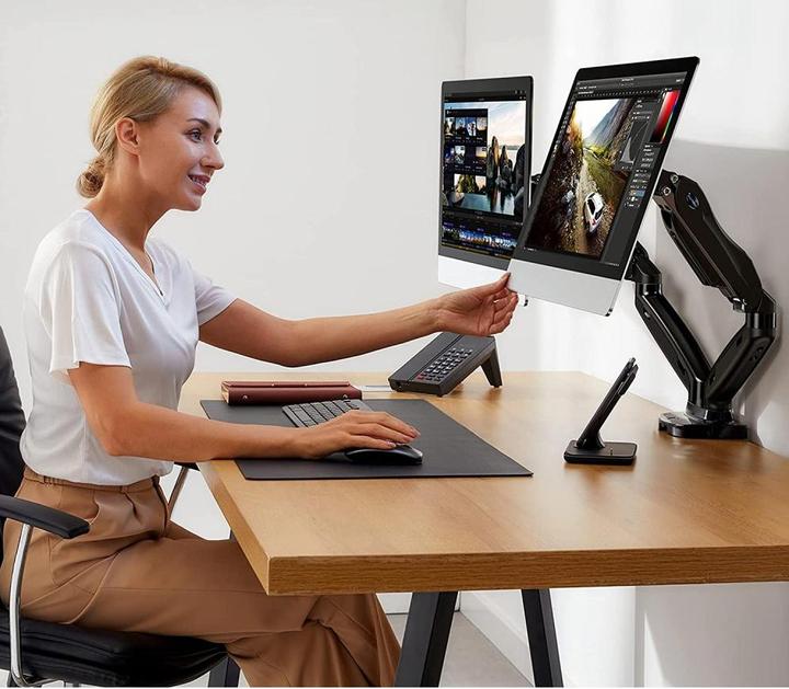 Image du produit Techly Support de bureau pour 2 LCD TV LED 43-81cm 17-32pouces Pince Vérin Noir (Tables, 32", 9 kg)