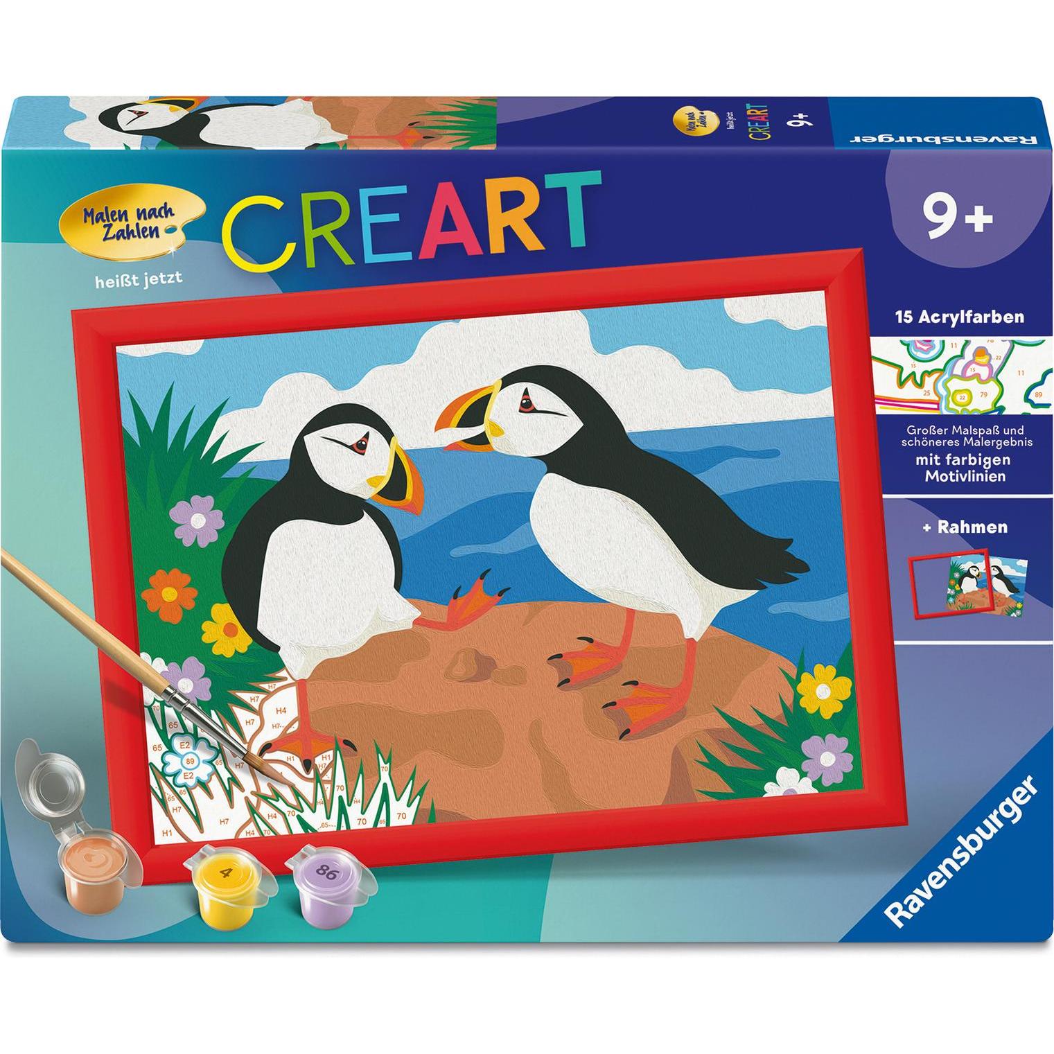 Ravensburger CreArt, Malen nach Zahlen Kinder - Papageientaucher (25887)