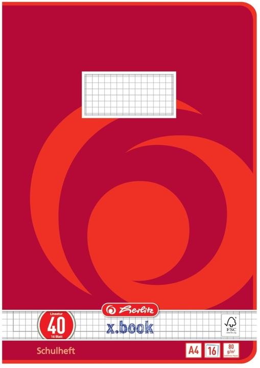 Image du produit Herlitz Cahier scolaire X-Book, DIN A4, linéature 40 (A4, Quadrillé, Couverture rigide)