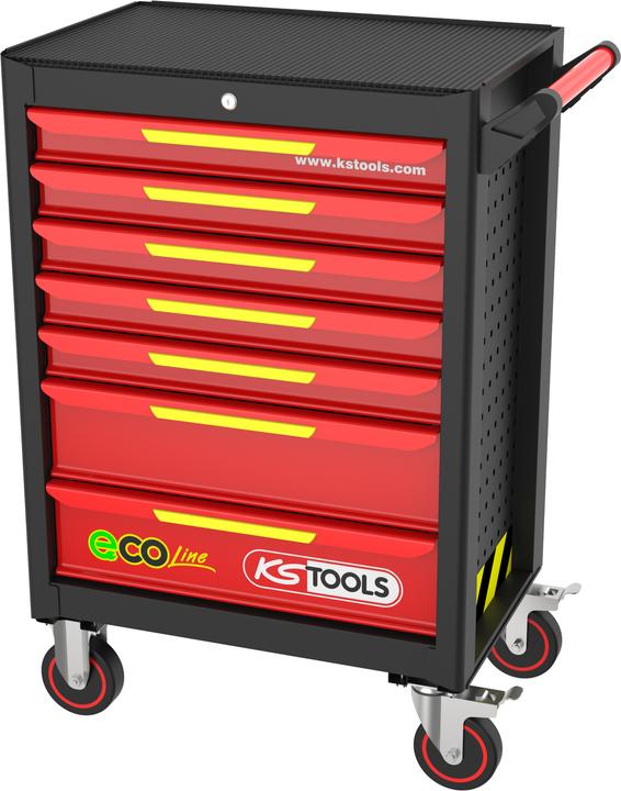 Actual product image KS Tools ECOline BLACK/RED/YELLOW workshop trolley with 7 drawers ( 897.1007 ) (7 x)