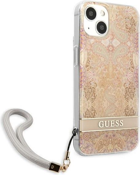 Actual product image Guess GUHCP13SHFLSD iPhone 13 mini 5.4" złoty/gold hardcase Flower Strap (Apple iPhone 13 mini)