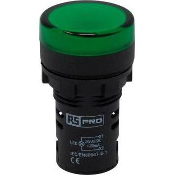 RS PRO, Materiale installazioni elettriche, Voyant lumineux LED Vert 24V c.a. / V c.c.