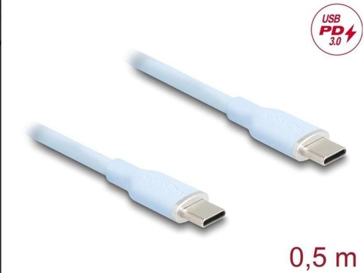 Produktbild Delock 81233 - USB 2.0 Kabel USB Type-C Stecker zu Stecker PD 3.0 60 W 0,5 m blau Siliko (0.50 m, USB 2.0, 60 W)
